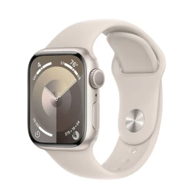 Apple Watch Series 9, 41 мм, алюминий цвета "сияющая звезда", спортивный ремешок "сияющая звезда", размер S/M (MR8T3)