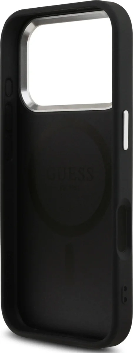 Накладка Guess для iPhone 17 Pro Fixed Glitters Tringle metal logo & Camera (MagSafe), Чёрная (GUHMP17LPFGTSCMK). Фото 7