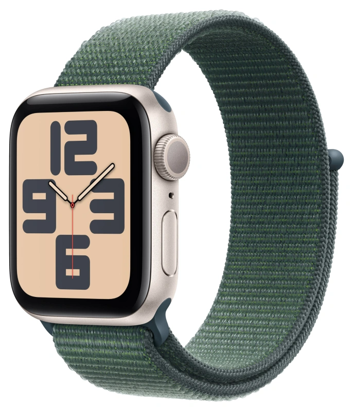 Apple Watch SE 2024, 40 мм, алюминий цвета "Starlight", Lake Green Sport Loop (MXEH3). Фото 1
