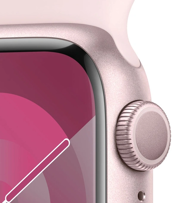 Apple Watch Series 9, 45 мм, розовый алюминий, спортивный ремешок нежно-розового цвета, размер M/L (MR9H3). Фото 3