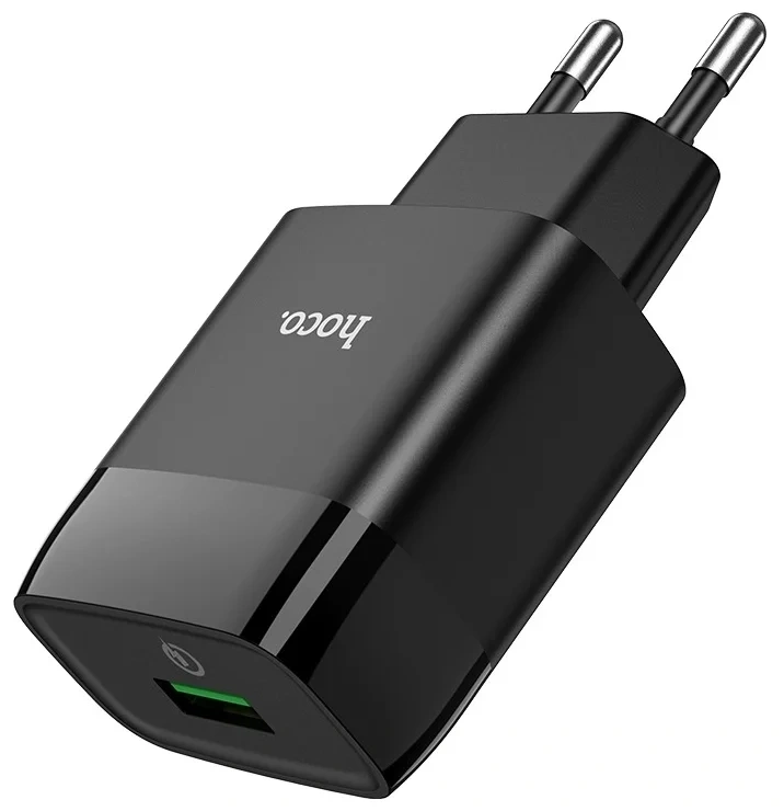 Сетевое зарядное устройство Hoco C72Q Glorious 1xUSB, 3А, 18W, QC3.0, Чёрное. Фото 1