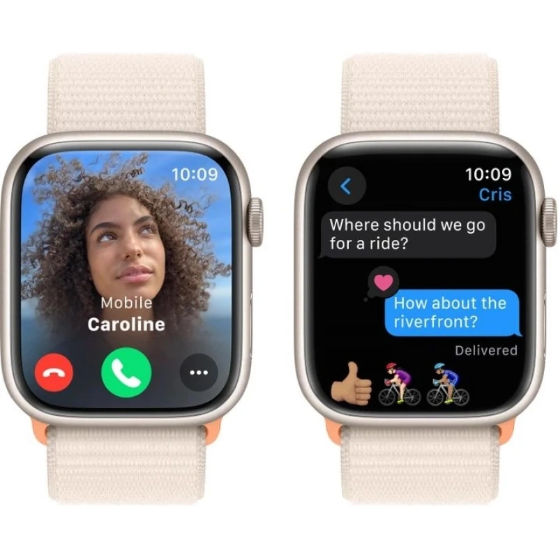 Apple Watch Series 9, 45 мм, алюминий цвета "сияющая звезда", спортивный ремешок "сияющая звезда", (MR983). Фото 4