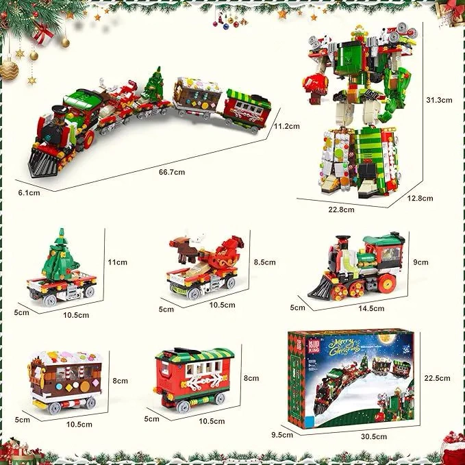 Конструктор Mould King 12028. Рождественский поезд-трансформер Робот, 1522 детали. Фото 5