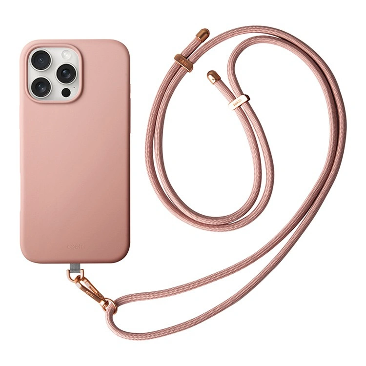 Накладка Uniq для iPhone 16 Pro COEHL CREME Liquid silicone with Strap (MagSafe), Bullet Pink (IP6.3P(2024)-CREMBPNK). Фото 1