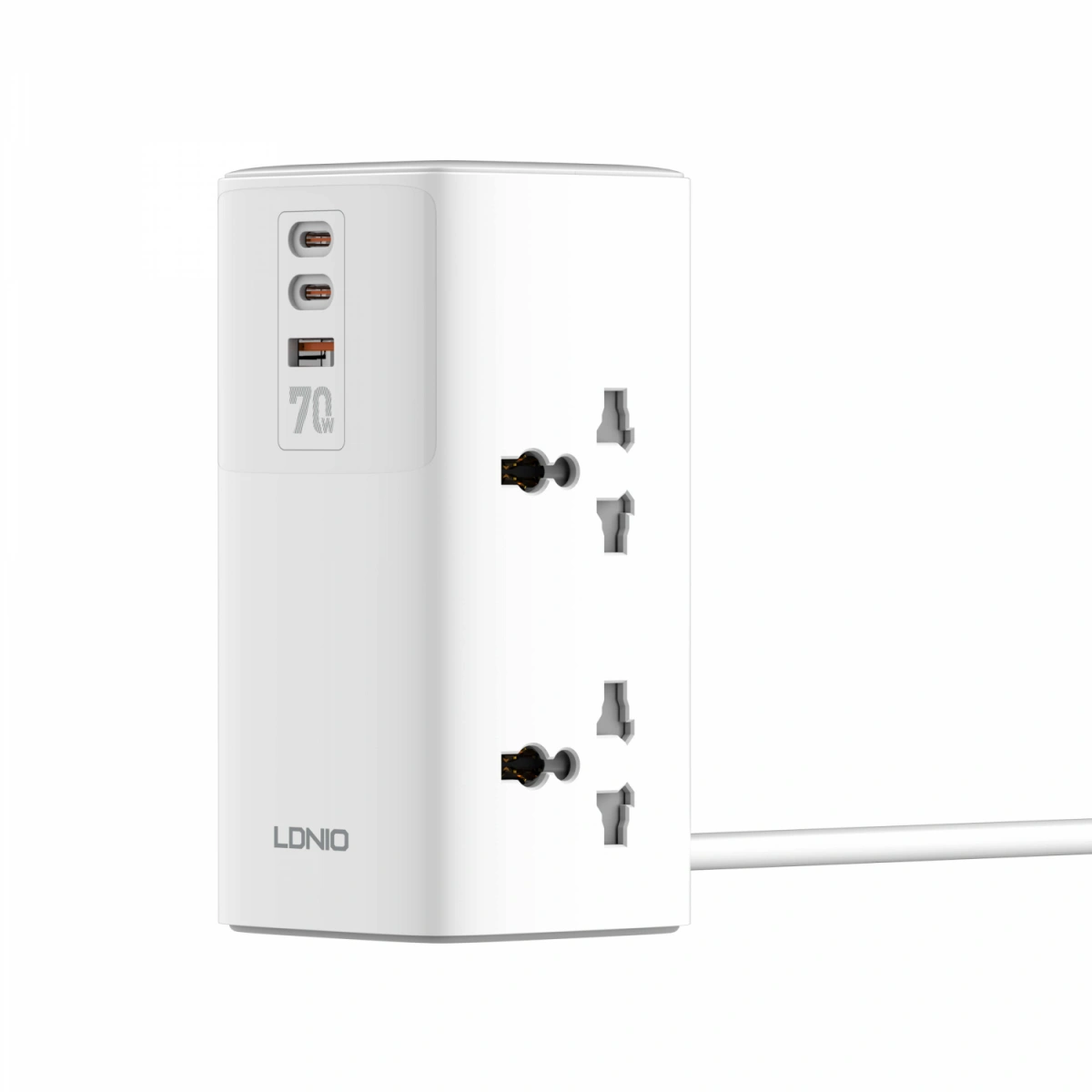 Сетевой фильтр LDNIO 70W Multifunctional Universal Desktop Power Adapter, 2500W, 4 розетки, 2хUSB-C, 1хUSB-A, 2 метра, Белый (SC4383). Фото 5