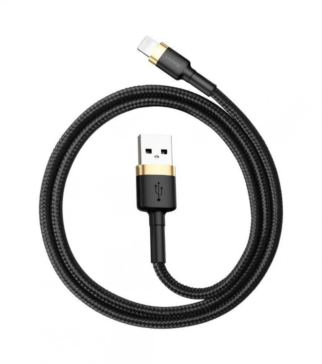 Кабель Baseus Cafule Cable USB - Lightning 1м 2.4A, Золотисто-чёрный (CALKLF-BV1). Фото 1