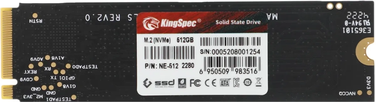 SSD накопитель KINGSPEC NE-512 512ГБ, M.2 2280, PCIe 3.0 x4. Фото 4