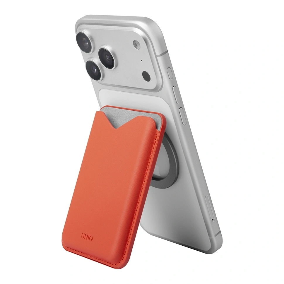 Магнитный бумажник Uniq для iPhone Lyden Evo Magnetic Card Holder, Оранжевый (LYDENEVO-FLMORG). Фото 2