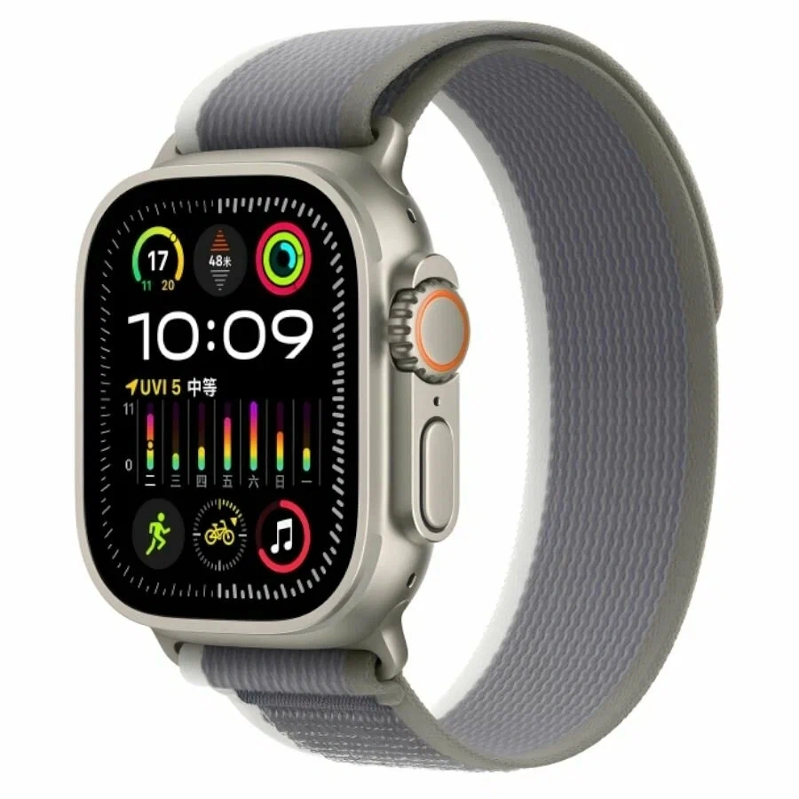 Ремешок Wiwu Nylon Loop для Apple Watch 44/45/46/49мм, Зелёный, серый (Wi-WB006). Фото 1