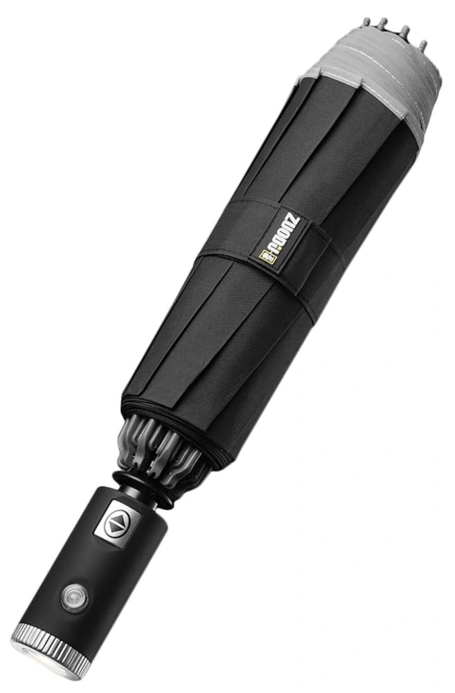 Зонт с фонарем Zuodu Automatic Umbrella LED ZD-BL, Чёрный. Фото 2