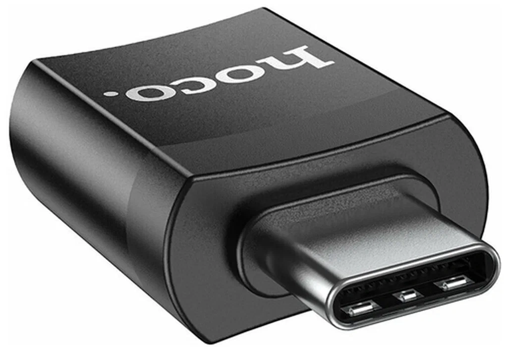 Переходник Hoco UA17 Type-C male to USB female USB3.0, Чёрный. Фото 3