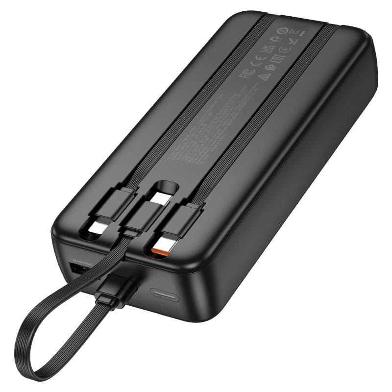 Внешний аккумулятор Hoco J132A Sabio 22.5W+PD20W 20000mAh, Чёрный (fully compatible power bank with 3 cables). Фото 3