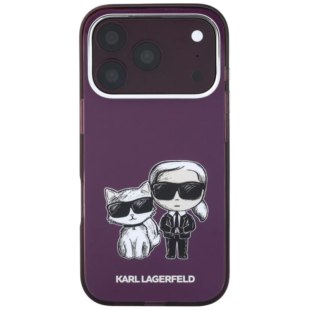 Накладка Lagerfeld для iPhone 18 Pro Max/17 Pro Max IML Sketch Karl&Choupette body Met cam Hard (MagSafe), Burgundy (KLHMP18X6HKCIDR). Фото 2
