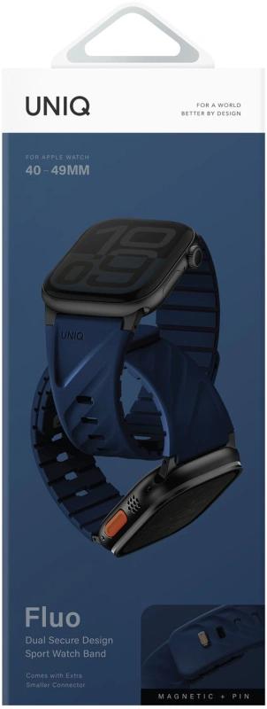 Ремешок Uniq FLUO Silicone Rubber для Apple Watch 44/45/49мм, Marine Blue (49-40MM-FLUOMBLU). Фото 3