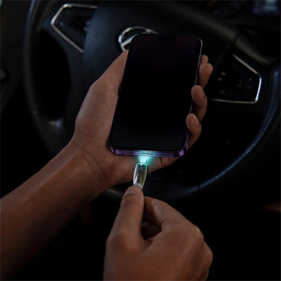 Кабель Baseus Glimmer Series Fast Charging Data USB - Lightning 12W 1m, White (CADH000202). Фото 7