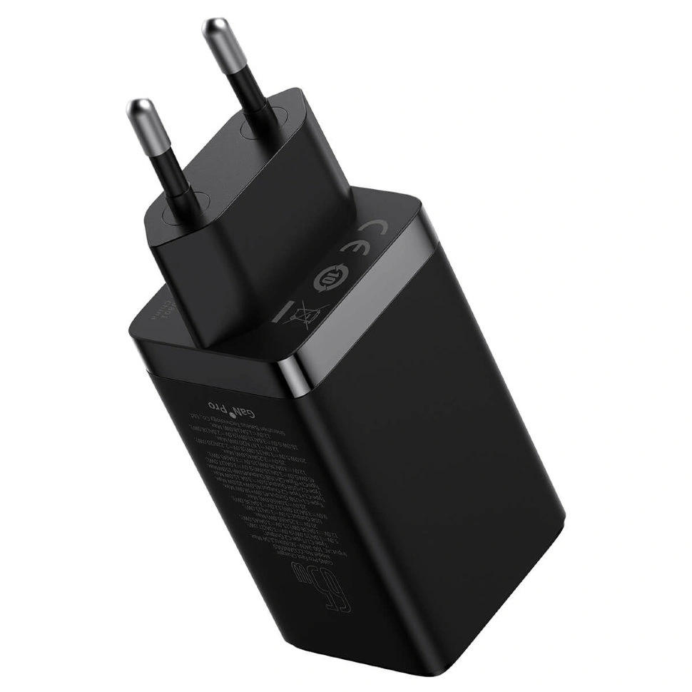 Сетевое зарядное устройство Baseus GaN5 Pro Fast Charger 2C+U 65W, Black (CCGP120201). Фото 1