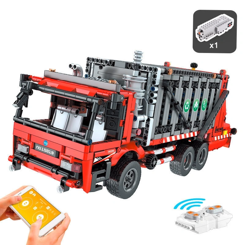 Конструктор Mould King Power Brick 15019. Контейнерный мусоровоз, 1689 деталей, пульт ДУ, двигатель. Фото 2