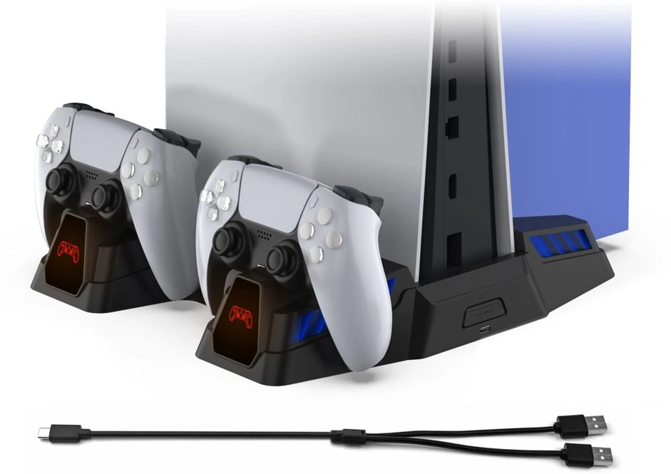 Зарядная станция для двух контроллеров DOBE DualSense PS5 RGB, Black (TP5-0521S). Фото 5
