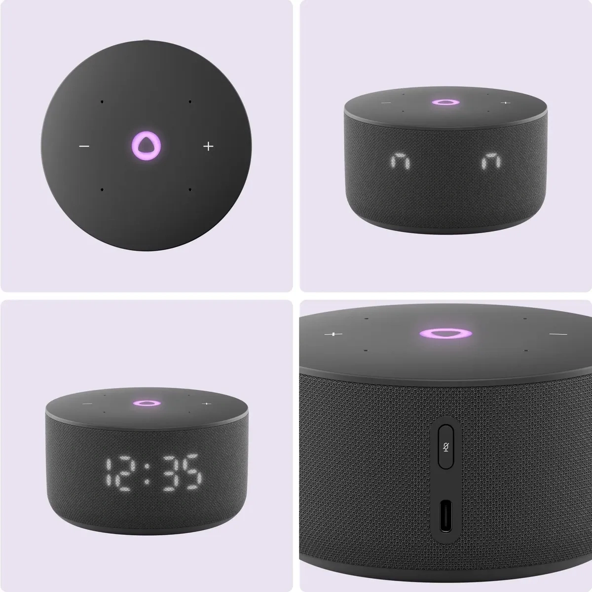 Умная колонка Яндекс Станция Мини 3 с часами, Чёрный (YNDX-00027BLK). Фото 2