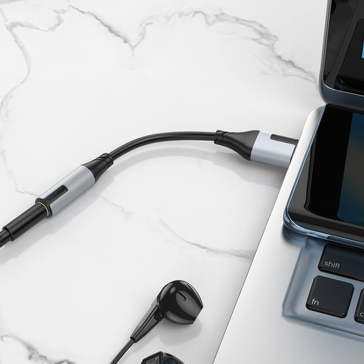 Переходник Borofone BV19 3.5 mm to USB-C 0.15 m, Black. Фото 4