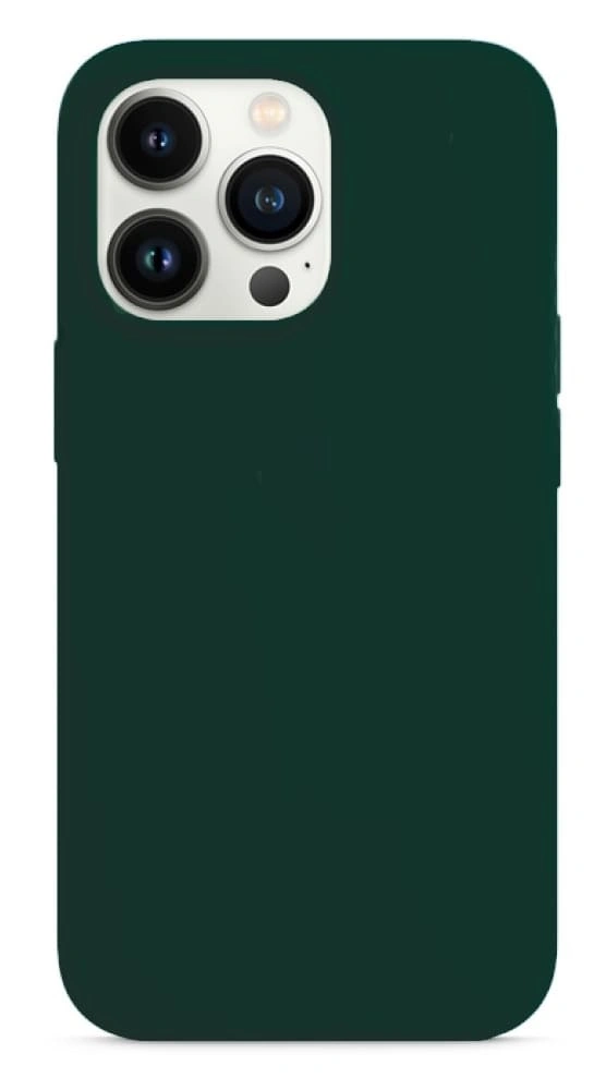 Накладка Silicone Case для iPhone 15 Pro, Тёмно-зелёная. Фото 1