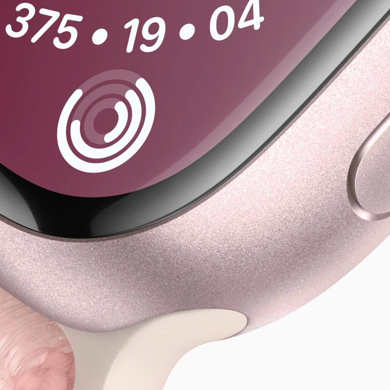 Apple Watch Series 9, 45 мм, розовый алюминий, спортивный ремешок нежно-розового цвета (MR9J3). Фото 3