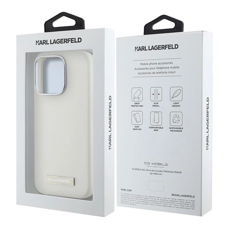 Накладка Lagerfeld для iPhone 16 Pro Full Wrapped Grained leather & Metal Camera Hard (MagSafe), Beige (KLHMP16LPGMSRPE). Фото 5