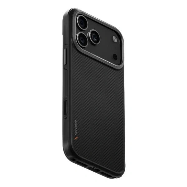 Накладка Uniq KEVA Aramid Fiber MagSafe для iPhone 17 Pro, Чёрный карбон (IP6.3P(2025)-KEVAMCBLK). Фото 2