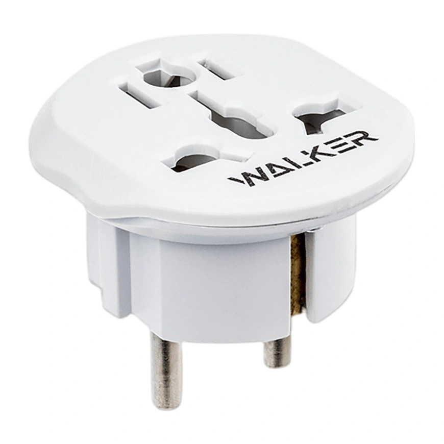Адаптер-переходник Walker WH-01 для евророзеток, Белый. Фото 1