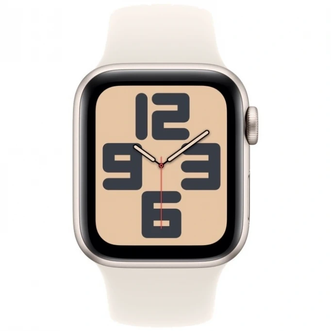 Apple Watch SE 2024, 44 мм, алюминий цвета "сияющая звезда", Starlight Sport Band, M/L (MXEV3). Фото 2
