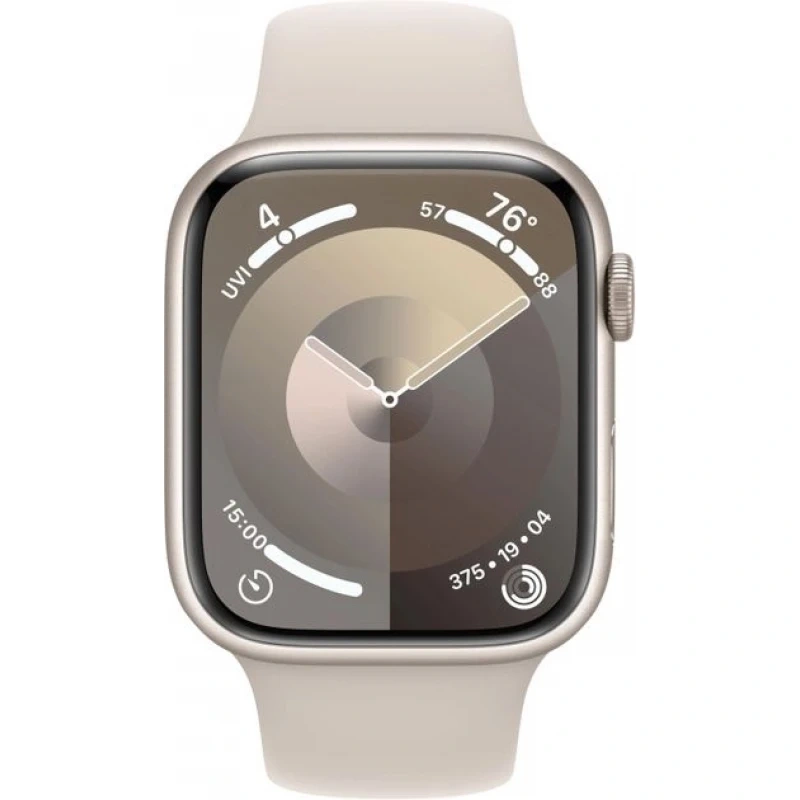 Apple Watch Series 9, 45 мм, алюминий цвета "сияющая звезда", спортивный ремешок "сияющая звезда", размер M/L (MR973). Фото 2