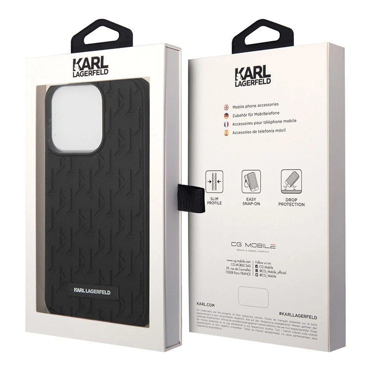 Накладка Lagerfeld для iPhone 15 Pro 3D Rubber Monogram Metal logo Hard, Black (KLHCP15LRUPKLPK). Фото 5