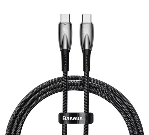 Кабель Baseus Glimmer Series Fast Charging Data Cable Type-C to Type-C 100W 1м, Чёрный (CADH000701). Фото 1