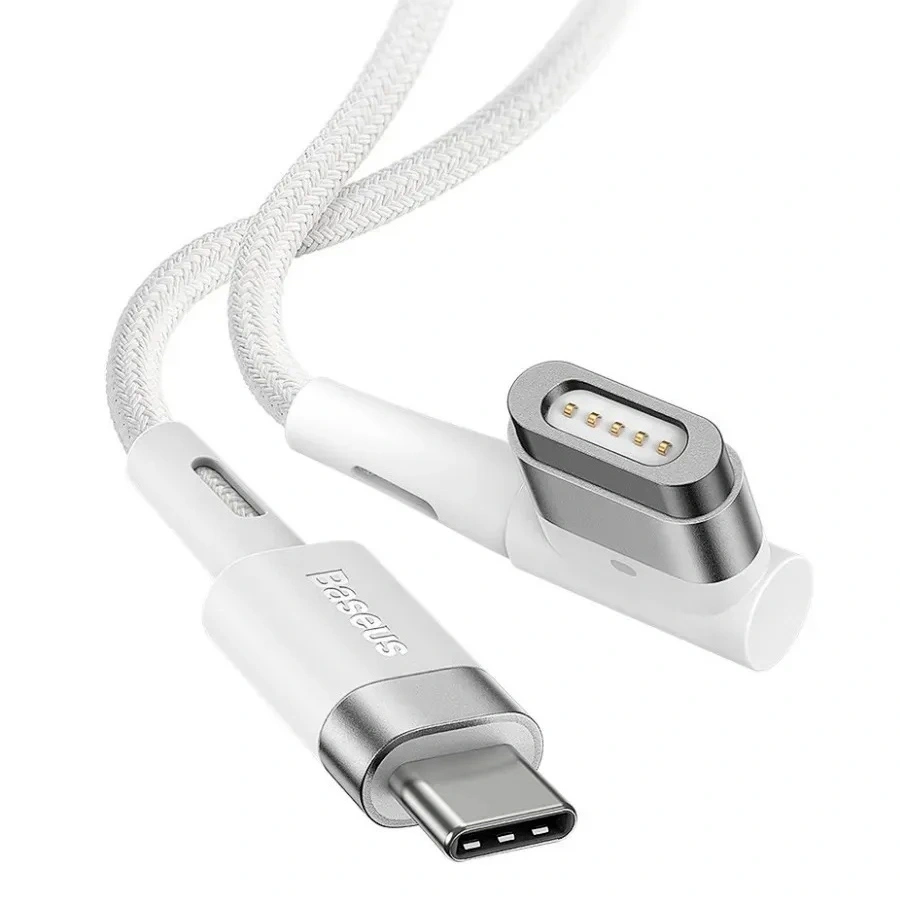 Кабель Baseus Zinc Magnetic Series iP Laptop Charging Cable Type-C to L-shaped Port (для MacBook) 60W 2m, Белый (CATXC-W02). Фото 3
