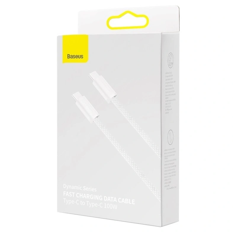 Кабель Baseus Dynamic Series Type-C to Type-C 100W 1м, Белый (CALD000202). Фото 3