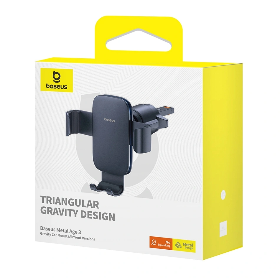 Держатель Baseus Metal Age 3 Gravity (Air Vent Version), Чёрный (C40467600111-00). Фото 3