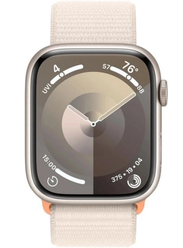 Apple Watch Series 9, 45 мм, алюминий цвета "сияющая звезда", спортивный ремешок "сияющая звезда", (MR983). Фото 3