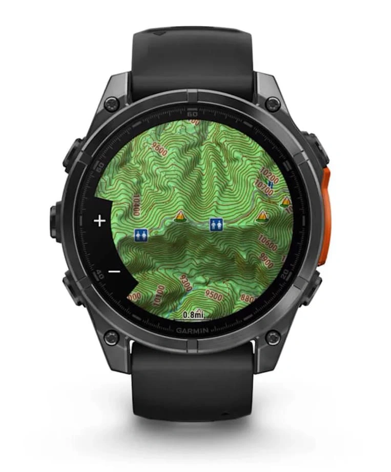 Умные часы Garmin Fenix 8 47mm, Sapphire, Carbon Gray DLC Titanium with Black/Pebble Gray Silicone Band. Фото 4