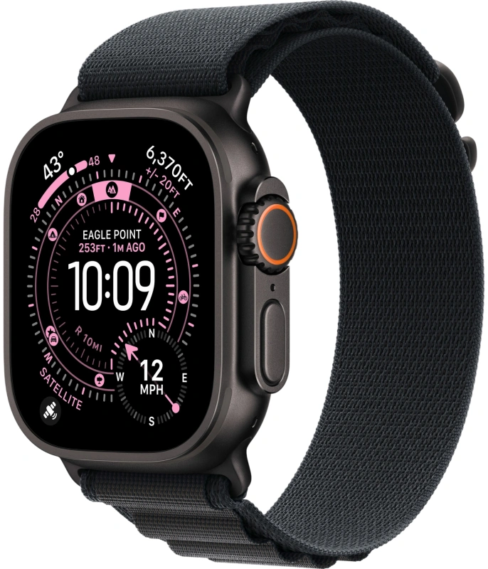 Умные часы Apple Watch Ultra 3 (2025) GPS+Cellular 49mm, Black Titanium ремешок "Black Alpine Loop" M 145-190 mm (MF0V4). Фото 1