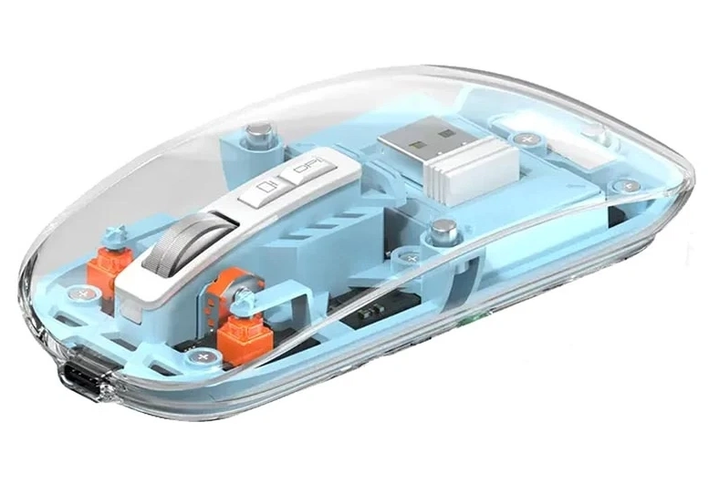 Мышь беспроводная прозрачная Wiwu WM105, Blue. Фото 2