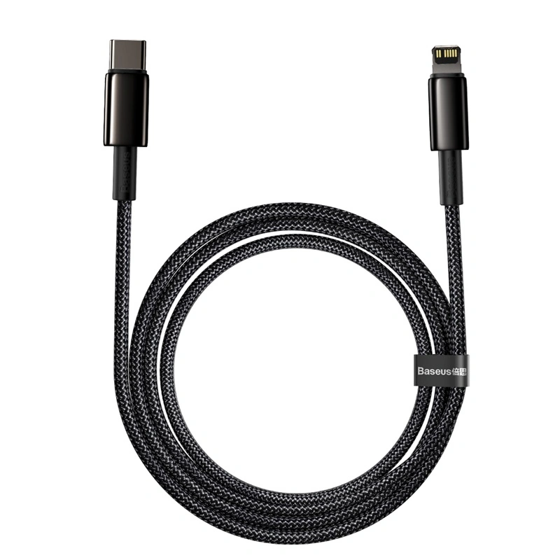 Кабель Baseus Tungsten Gold Fast Charging Data Cable Type-C to iP PD 20W 2m, Black (CATLWJ-A01). Фото 2