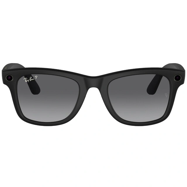 Умные очки Ray Ban Wayfarer RW4008 Матовый черный / Поляризационные градиентные графитовые M 155-53мм (601/ST353). Фото 2