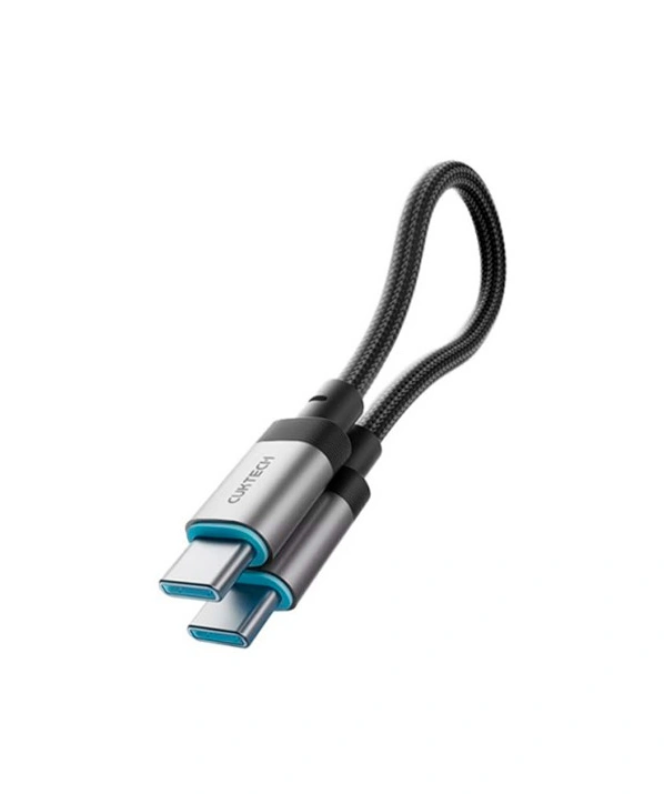 Кабель Cuktech Braided Cable Type-C to Type-C 6A 240W 0.15м, Чёрный CTC615S. Фото 1