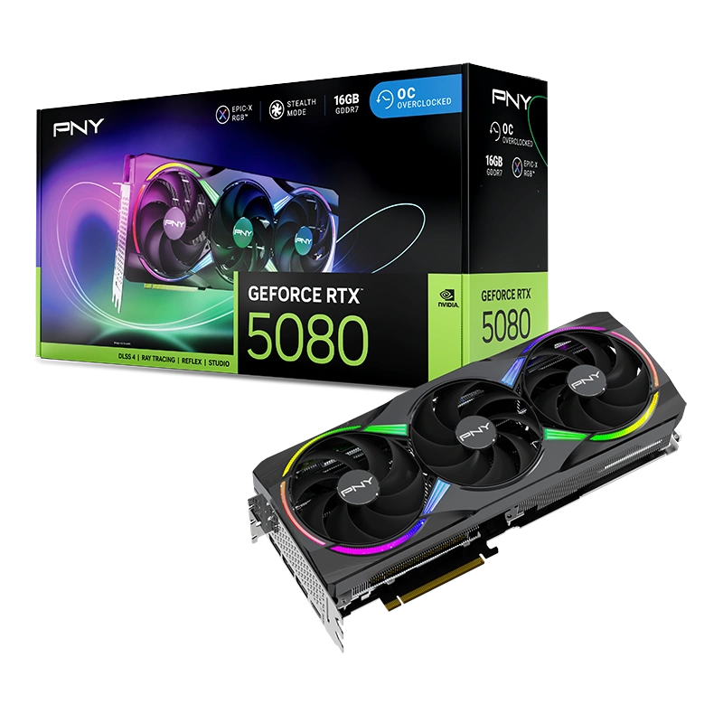 Видеокарта PNY GeForce RTX 5080 Triple Fan 16GB GDDR7 256 bit PCIe 5.0. Фото 8