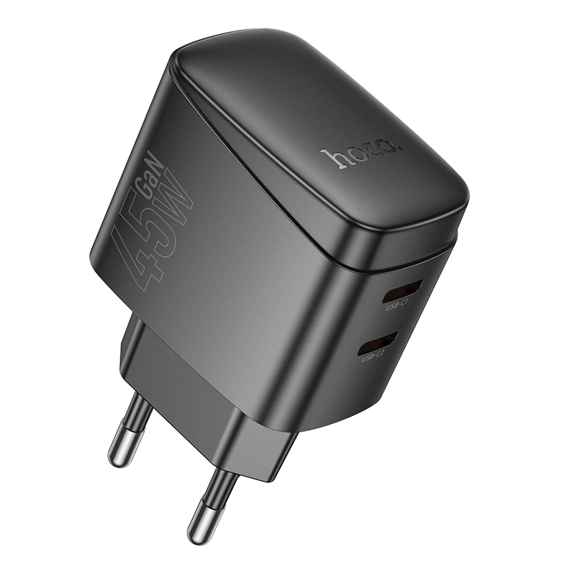 Сетевое зарядное устройство Hoco CS62A PD45W QC3.0 dual port charger Type-Cх2, Black. Фото 1