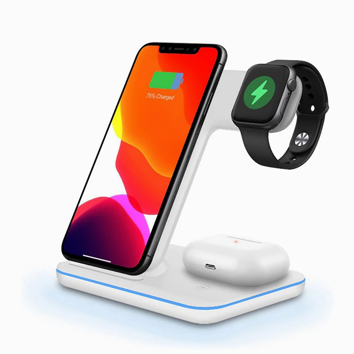 Беспроводная зарядная станция Wireless Charger 3in1 15W Fast, Белая. Фото 1