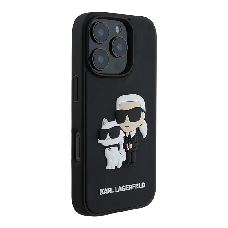 Накладка Lagerfeld для iPhone 16 Pro Max 3D Rubber NFT Karl & Choupette Hard, Black (KLHCP16X3DRKCNK). Фото 3