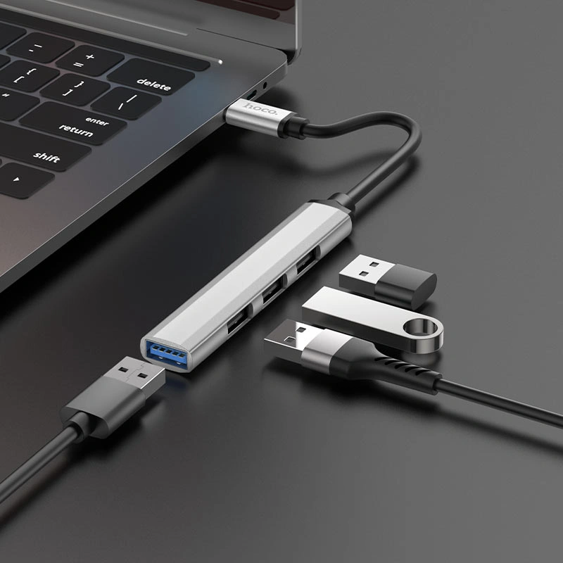 Хаб Hoco HB26 4in1 (3xUSB2.0+USB3.0), Grey. Фото 4