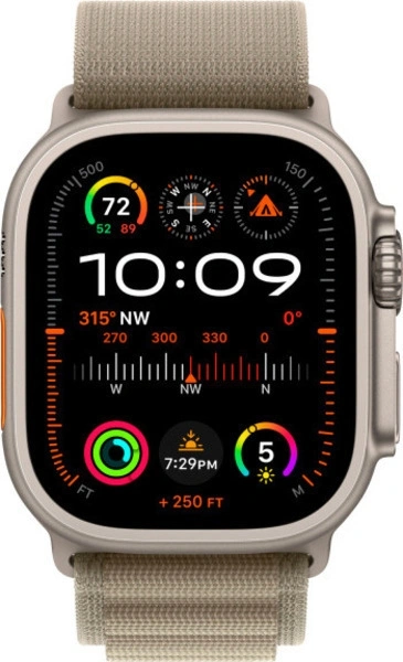 Apple Watch Ultra 2 GPS+Cellular 49mm, ремешок "Olive Alpine Loop" размер M 145-190 mm (MRFJ3). Фото 2
