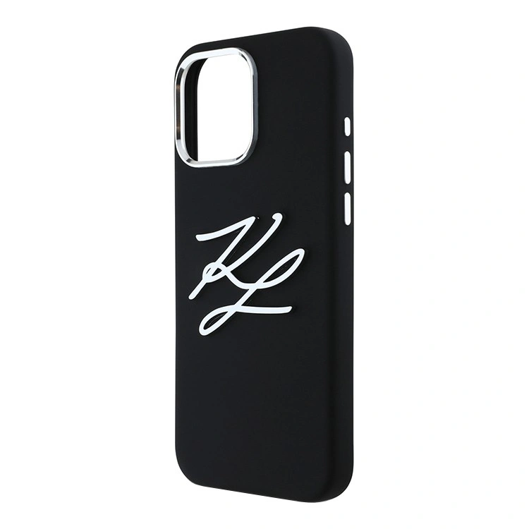 Накладка Lagerfeld для iPhone 16 Pro Max Liquid Silicone Metal Logo Initials Hard, Black (KLHCP16XSMCKLMCLK). Фото 4